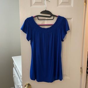 Royal blue off the shoulder blouse
